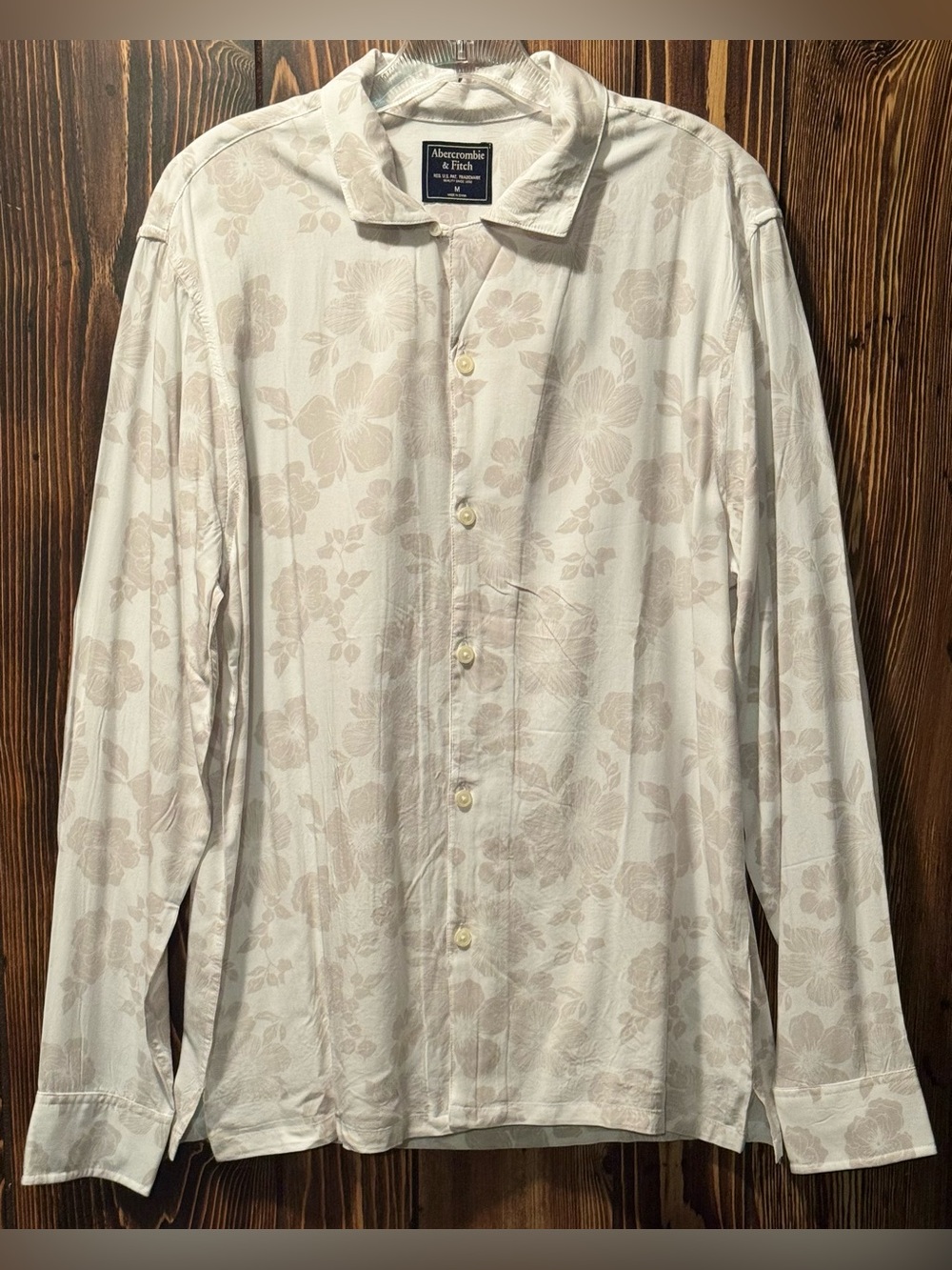 Abercrombie & Fitch Floral Button-Up Shirt Cream & Beige Neutral Size Medium